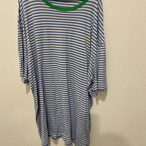 Ralph Lauren Blue and White Striped T-Shirt